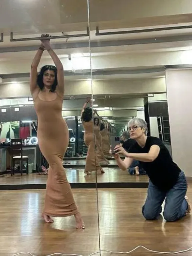 Sushmita Sen flaunts her curves in a nude bodycon dress